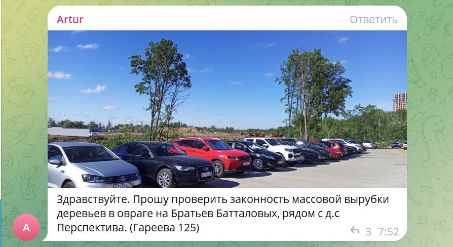 В Казани назвали причину массовой вырубки деревьев на улице Братьев Батталовых