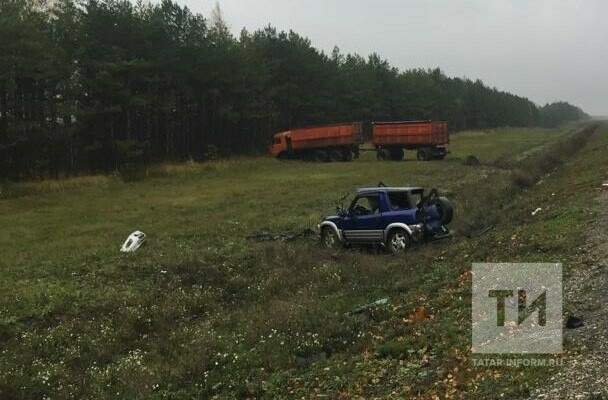 Водитель внедорожника погиб, врезавшись лоб в лоб в грузовик на трассе Казань – Буинск