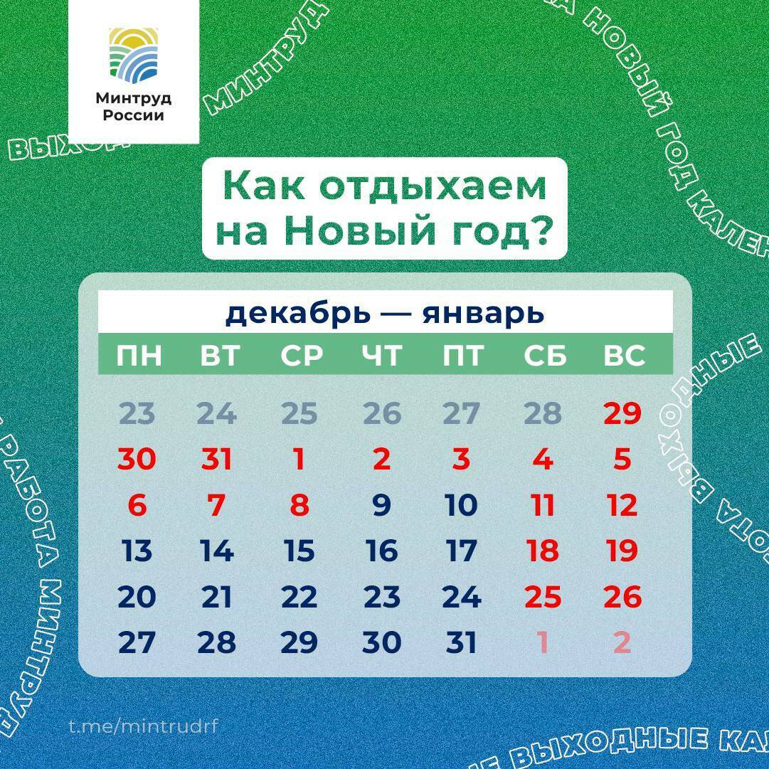 Первая рабочая неделя в 2025 году продлится два дня