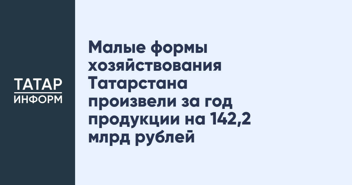 Малые формы хозяйствования Татарстана произвели за год продукции на 142,2 млрд рублей