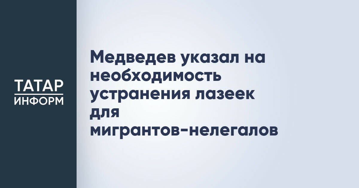 Медведев указал на необходимость устранения лазеек для мигрантов-нелегалов